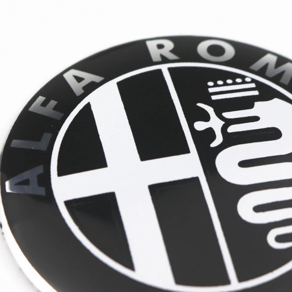 ALFA ROMEO LOGOLU 4 ADET 56MM JANT GÖBEK STICKER (SİYAH-GÜMÜŞ) - Resim 6