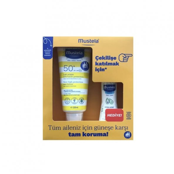 Mustela Çok Yüksek Koruma Faktörlü SPF 50 Güneş Losyonu 200 ml + Vücut Losyonu 100 ml