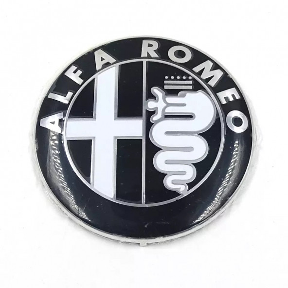 ALFA ROMEO ÖN-ARKA 74 MM LOGOLU AMBLEM (SİYAH-GÜMÜŞ)
