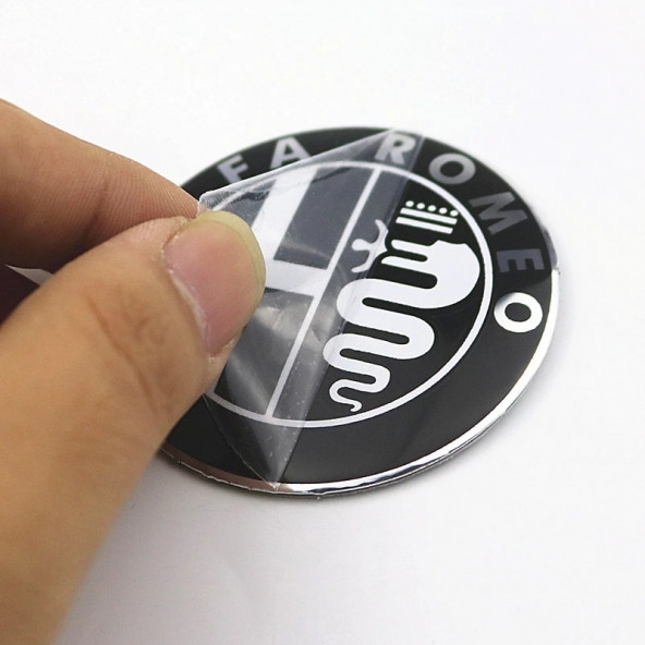 ALFA ROMEO DİREKSİYON STICKER LOGO 40MM (SİYAH-GÜMÜŞ) - Resim 3