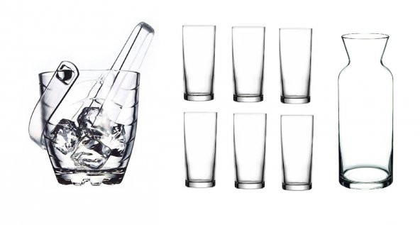 Paşabahçe rakı bardak ve 9 prç. rakı bardağı ve buz kovası seti ürün görseli 1