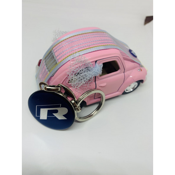 VOLKSWAGEN R LOGOLU ÇİFT TARAFLI DAMLA ANAHTARLIK (2 ADET LACİVERT-GÜMÜŞ) - Resim 3
