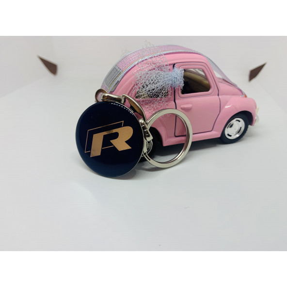 VOLKSWAGEN R LOGOLU ÇİFT TARAFLI DAMLA ANAHTARLIK (2 ADET LACİVERT-GÜMÜŞ) - Resim 4