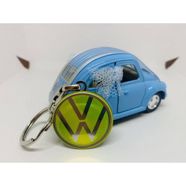 VOLKSWAGEN LOGOLU ÇİFT TARAFLI DAMLA ANAHTARLIK (2 ADET SARI-GÜMÜŞ) ürün görseli