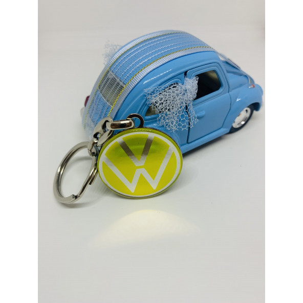VOLKSWAGEN LOGOLU ÇİFT TARAFLI DAMLA ANAHTARLIK (2 ADET SARI-GÜMÜŞ) - Resim 2
