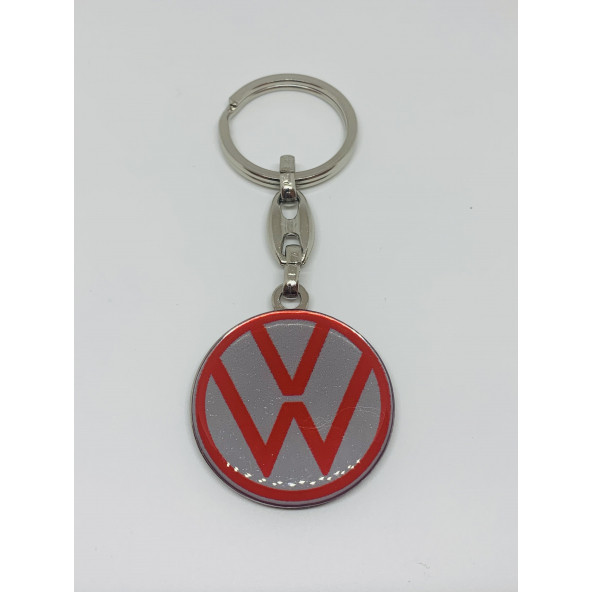 VOLKSWAGEN LOGOLU ÇİFT TARAFLI DAMLA ANAHTARLIK (2 ADET GÜMÜŞ-KIRMIZI) - Resim 2