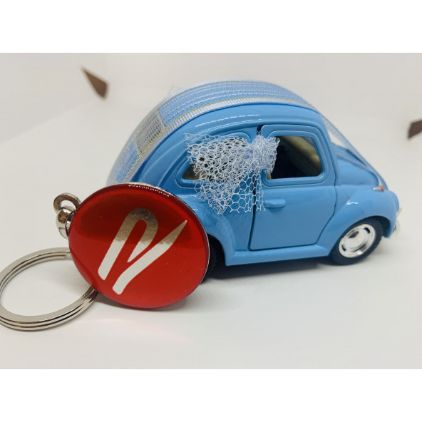 VOLKSWAGEN R LOGOLU ÇİFT TARAFLI DAMLA ANAHTARLIK (2 ADET KIRMIZI-GÜMÜŞ) ürün görseli