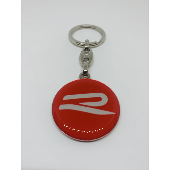 VOLKSWAGEN R LOGOLU ÇİFT TARAFLI DAMLA ANAHTARLIK (2 ADET KIRMIZI-GÜMÜŞ) - Resim 2