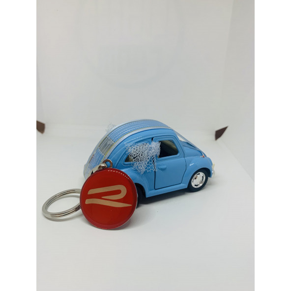 VOLKSWAGEN R LOGOLU ÇİFT TARAFLI DAMLA ANAHTARLIK (2 ADET KIRMIZI-GÜMÜŞ) - Resim 3