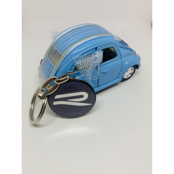 VOLKSWAGEN R LOGOLU ÇİFT TARAFLI DAMLA ANAHTARLIK (2 ADET KOYU GRİ-GÜMÜŞ) ürün görseli