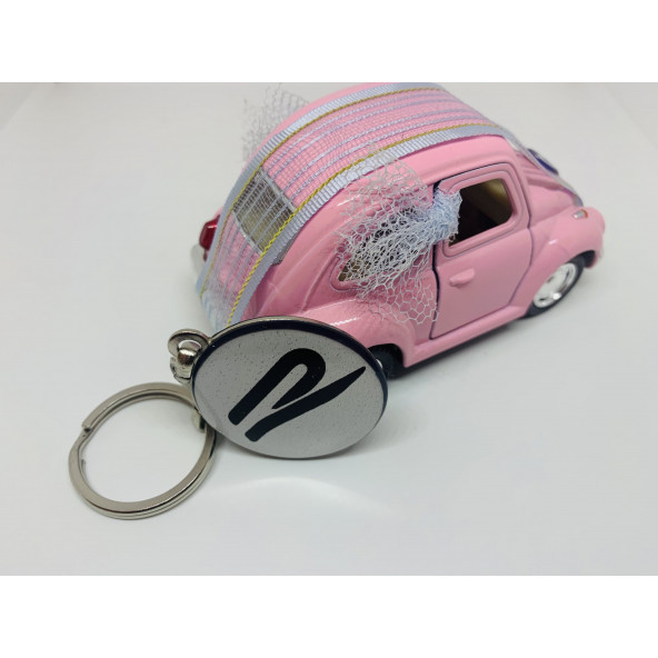 VOLKSWAGEN R LOGOLU ÇİFT TARAFLI DAMLA ANAHTARLIK (2 ADET GÜMÜŞ-SİYAH) ürün görseli