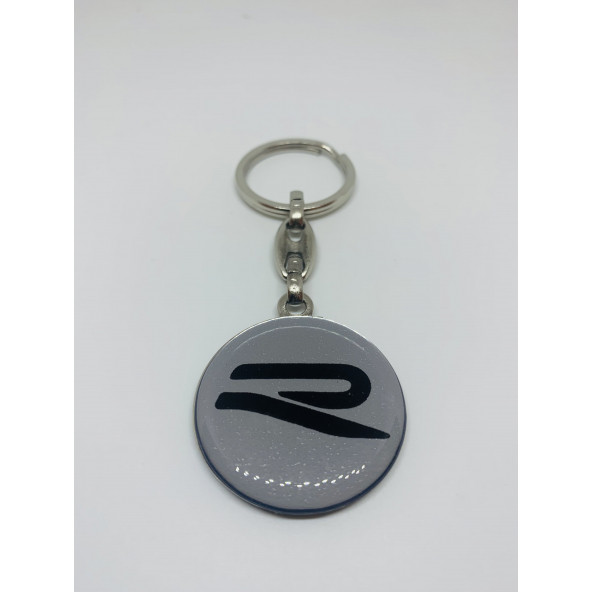 VOLKSWAGEN R LOGOLU ÇİFT TARAFLI DAMLA ANAHTARLIK (2 ADET GÜMÜŞ-SİYAH) - Resim 2