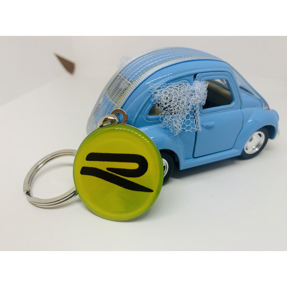 VOLKSWAGEN R LOGOLU ÇİFT TARAFLI DAMLA ANAHTARLIK (2 ADET SARI-SİYAH) ürün görseli