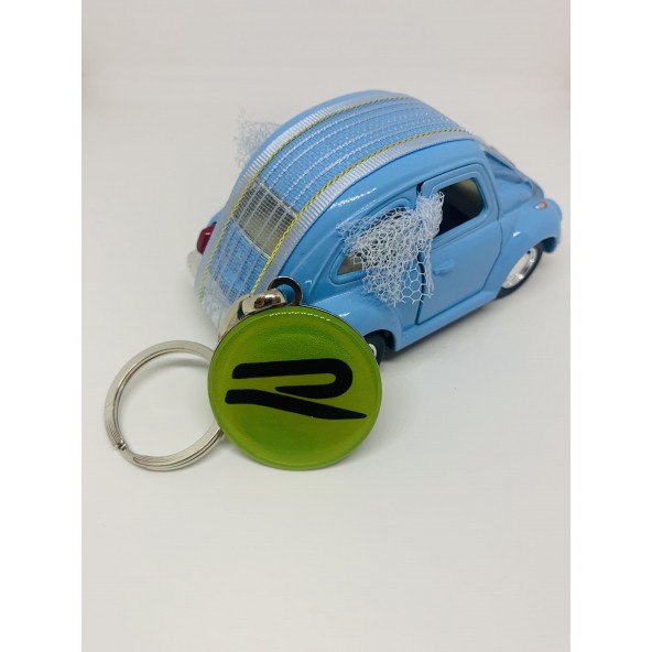 VOLKSWAGEN R LOGOLU ÇİFT TARAFLI DAMLA ANAHTARLIK (2 ADET SARI-SİYAH) - Resim 2