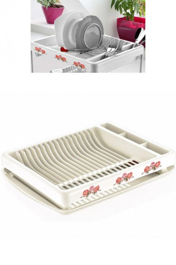 Flosoft Nostalji Tezgah Üstü Tabaklık, Vintage Bölmeli Bulaşıklık, Tepsili Kurutmalık