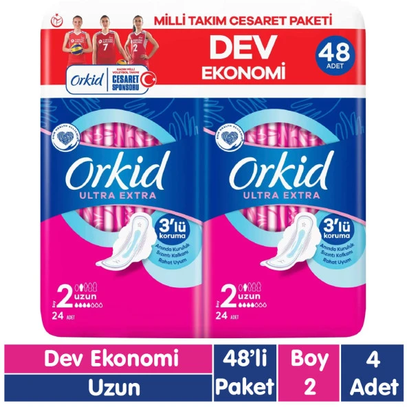 Orkid Ultra Extra Uzun Ped Cesaret Paketi 48x4 192 Adet
