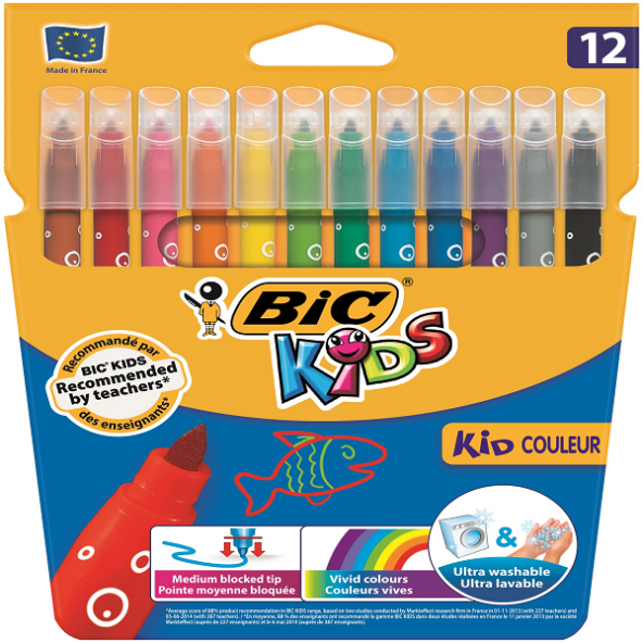 Bic Keçeli Boya Kalemi Kids Couleur Yıkanabilir 12 Renk 920293