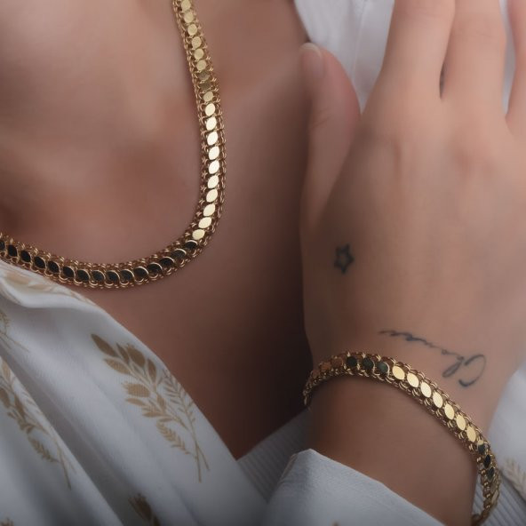 14k Altın Pullu Arpa Model Kolye - 2