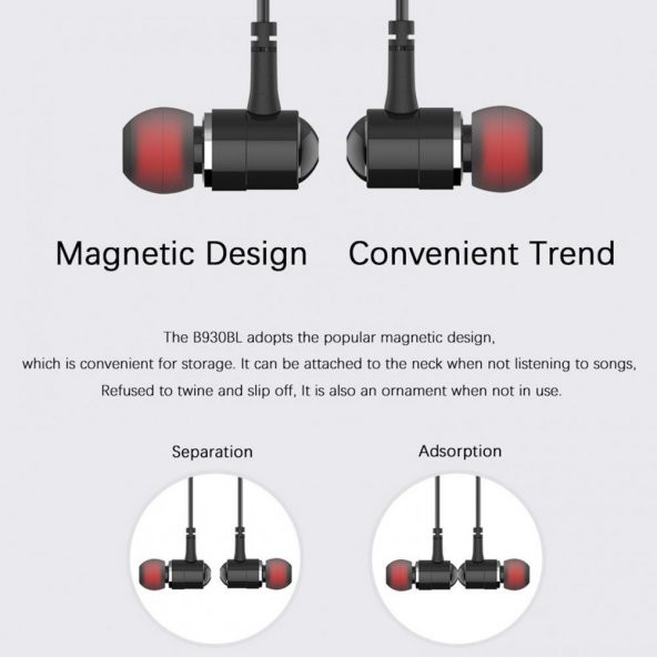 AWEI B930BL manyetik kulaklık spor Stereo kablosuz kulaklık mikrofon bas - 3