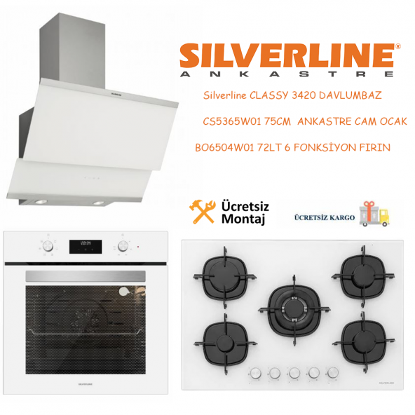 Silverline Beyaz Cam Ankastre Set BO6504W01 - CS5365W01 - 3420