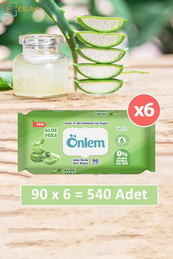 Önlem AleoVeralı Islak Mendil 90 lı x 6 Paket