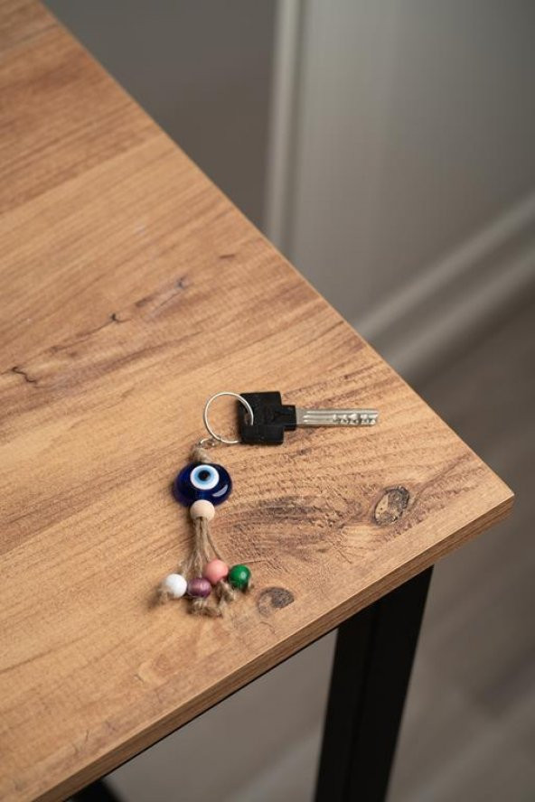 Nazar Boncuk Anahtarlık 20 Adet Kötü Göz Kovucu Nazar Hand Made Hasır Renkli Ahşap Boncuklu Nazarlı Anahtarlık - Resim 7