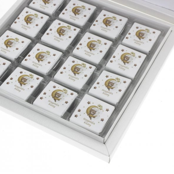 48 Adet Ayıcıklı Aydede Bebek Çikolatas İsim Etiketliı Madlen - 3