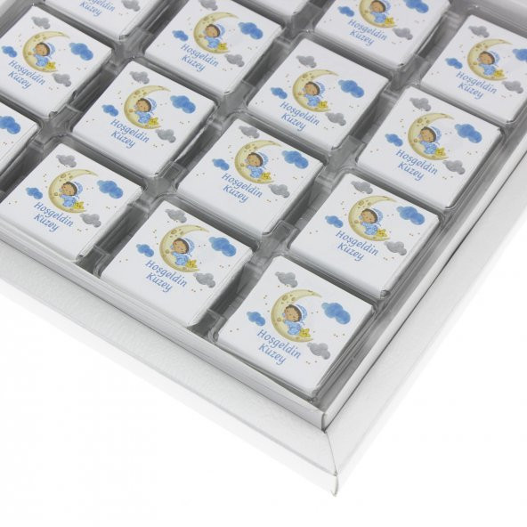 48 Adet Aydedeli Bebek İsim Etiketli Madlen Çikolata Erkek - 4