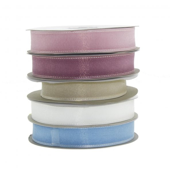 2,5cm x 45metre Kenarı Dikişli Organze Kumaş Kurdela