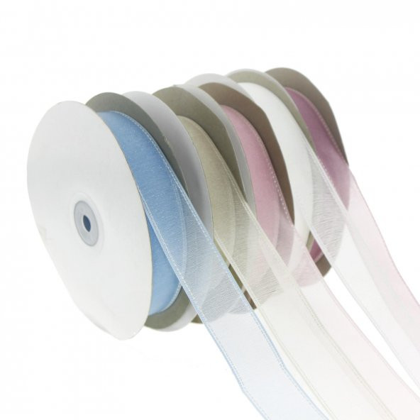 2,5cm x 45metre Kenarı Dikişli Organze Kumaş Kurdela - 2