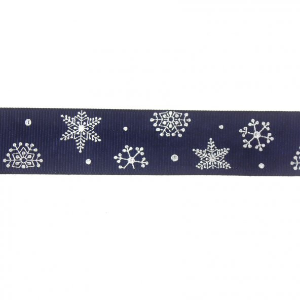 2,5cm x 5metre Kumaş Kurdela Kar Tanesi - 2