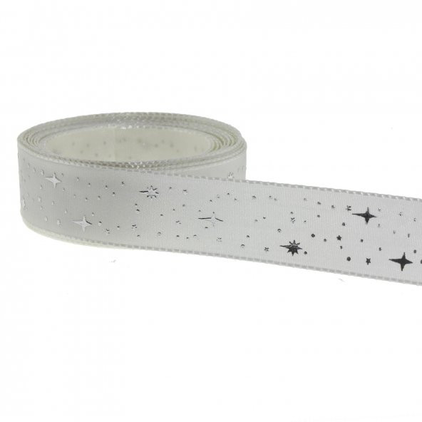 2,5cm x 5metre Parlak Yıldızlı Kumaş Kurdela - 3