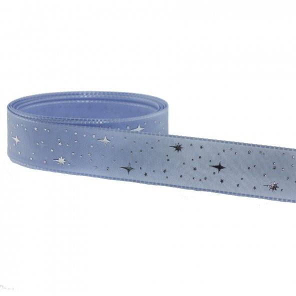 2,5cm x 5metre Parlak Yıldızlı Kumaş Kurdela - 4