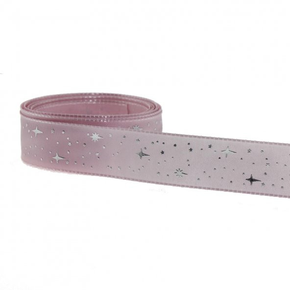 2,5cm x 5metre Parlak Yıldızlı Kumaş Kurdela - 5