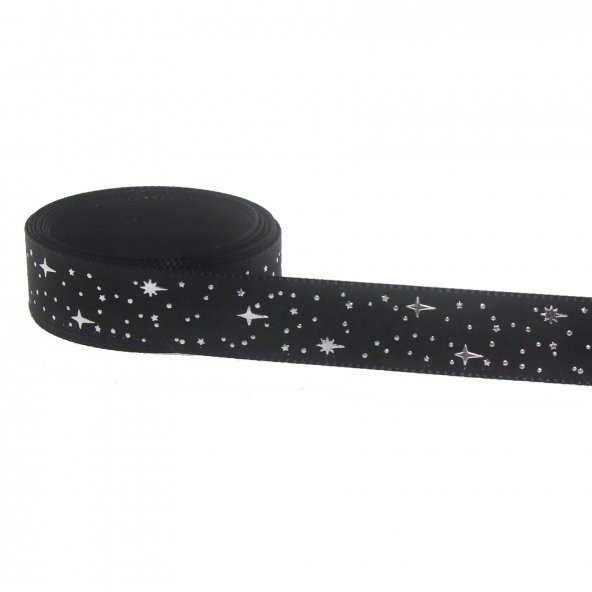 2,5cm x 5metre Parlak Yıldızlı Kumaş Kurdela - 6