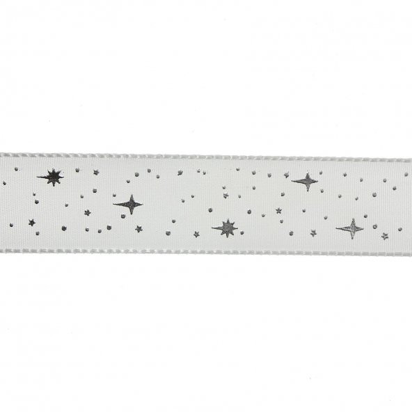 2,5cm x 5metre Parlak Yıldızlı Kumaş Kurdela - 10