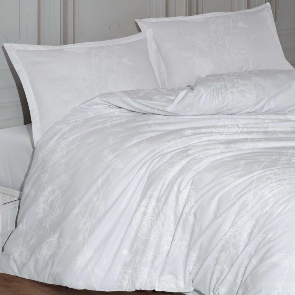 Clasy Ranforce Nevresim Takımı Çift Kişilik Arnor v1 Beyaz - Resim 2