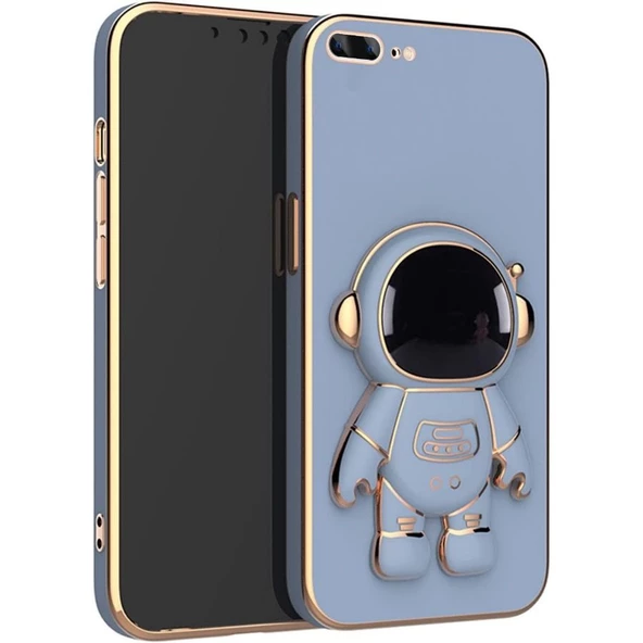 Gpack Apple iPhone 8 Plus Kılıf Kamera Korumalı Astronot Desenli Standlı Silikon - 3