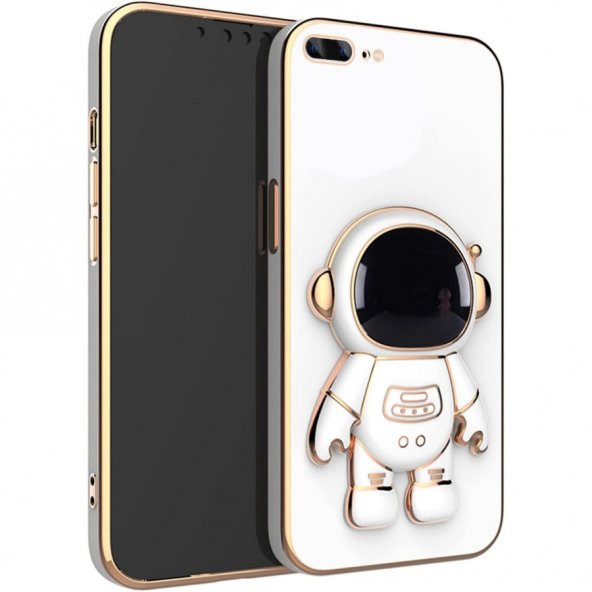 Gpack Apple iPhone 7 Plus Kılıf Kamera Korumalı Astronot Desenli Standlı Silikon
