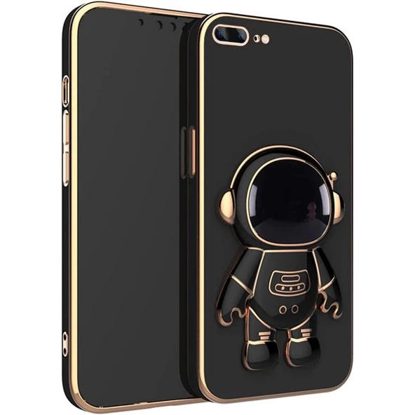 Gpack Apple iPhone 8 Plus Kılıf Kamera Korumalı Astronot Desenli Standlı Silikon - 4