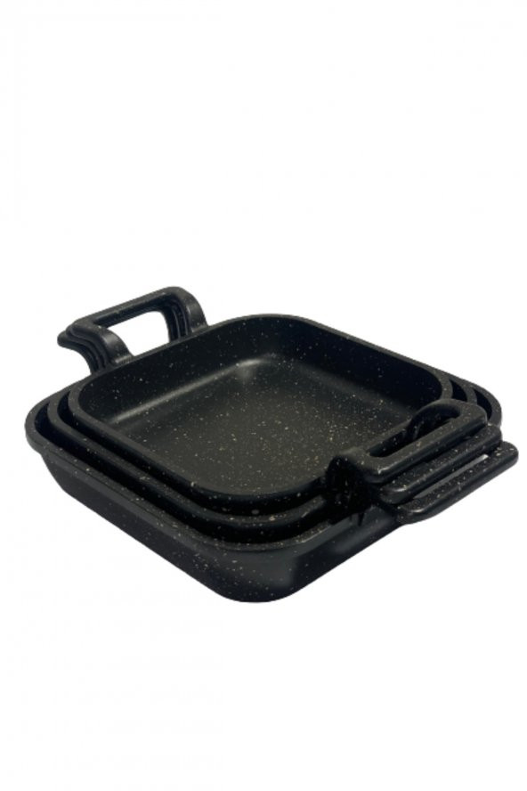 Eda 3 lü granit kare döküm sahan tava seti takımı - 18-20-22 cm - 3