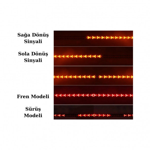 12V  24V V Model Bagaj Akar Dönüş Fren Sinyal Farı Esnek ISık Ledi 120CM V Model 120 cm AA169 - 2