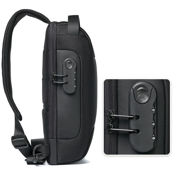 9530 Erkek Usb Şarj Portu Saklama Göğüs Çantası  Siyah - 6
