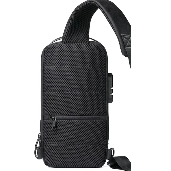 9530 Erkek Usb Şarj Portu Saklama Göğüs Çantası Siyah - 9