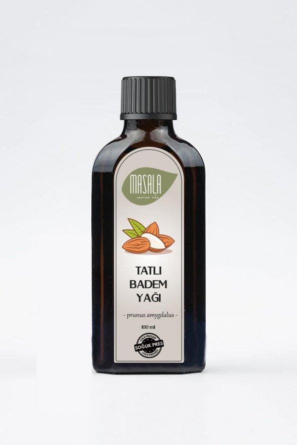 Masala Tatlı Badem Yağı 100 ml.  Soğuk Pres (Sweet Almond Carrier Oil) - Resim 2