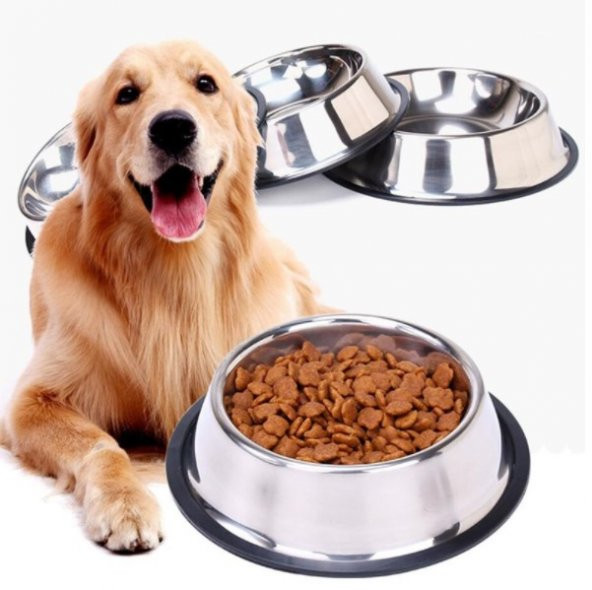 22 cm Paslanmaz Çelik Evcil Hayvan Kedi Köpek Mama Kabı