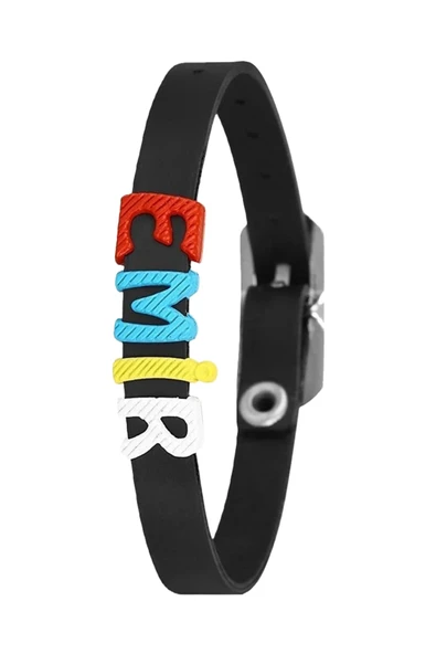 Çocuk Bileklik Silikon Kordon Metal Renkli Harfler - İsme Özel Bileklik BLK11001 - 6