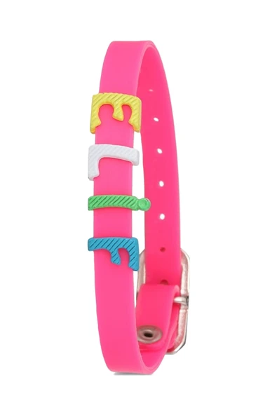 Çocuk Bileklik Silikon Kordon Metal Renkli Harfler - İsme Özel Bileklik BLK11001 - 3