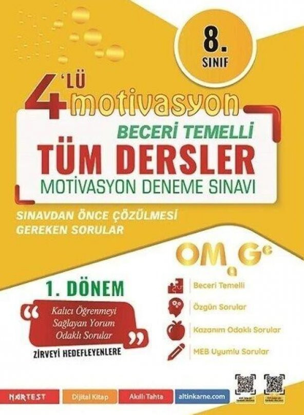 8. Sınıf Tüm Dersler 1. Dönem Motivasyon 4 lü Kamp Denemesi Omage Yayınları