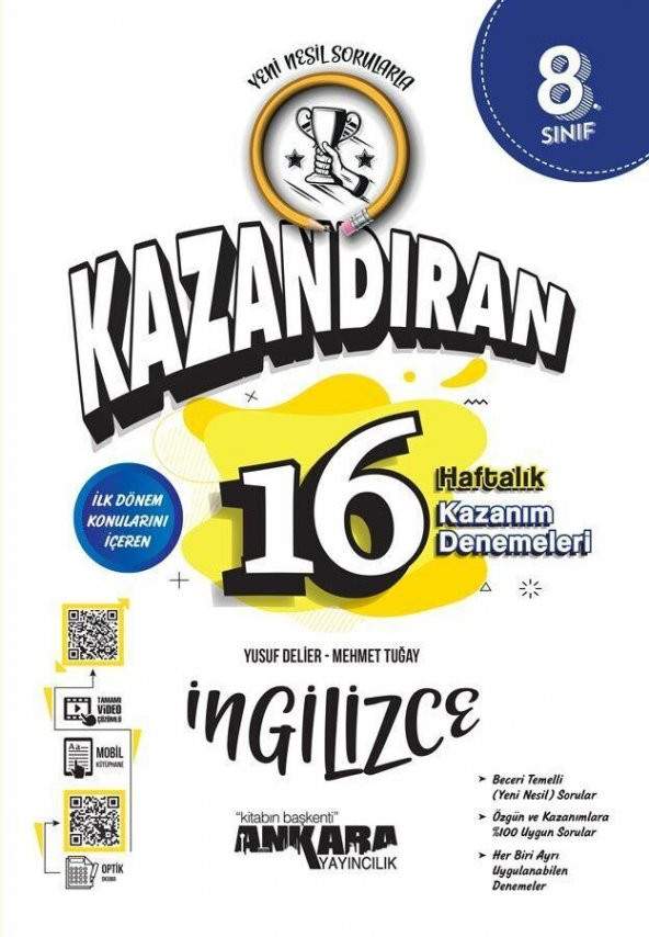 8. Sınıf LGS İngilizce Kazandıran 16 Haftalık Kazanım Denemeleri Ankara Yayıncılık